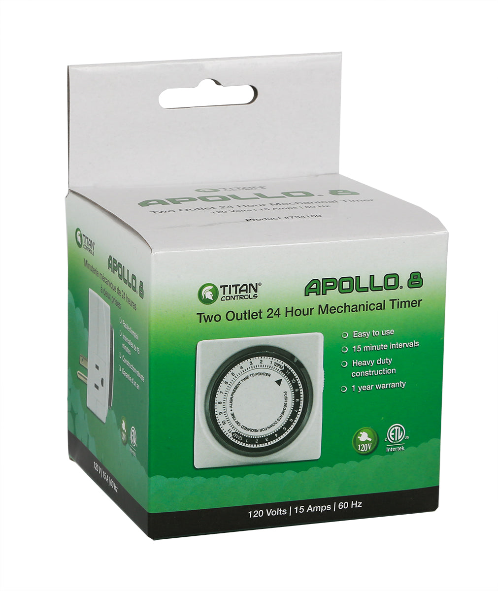 Titan Controls® Apollo® 8 - Two Outlet Mechanical Timer